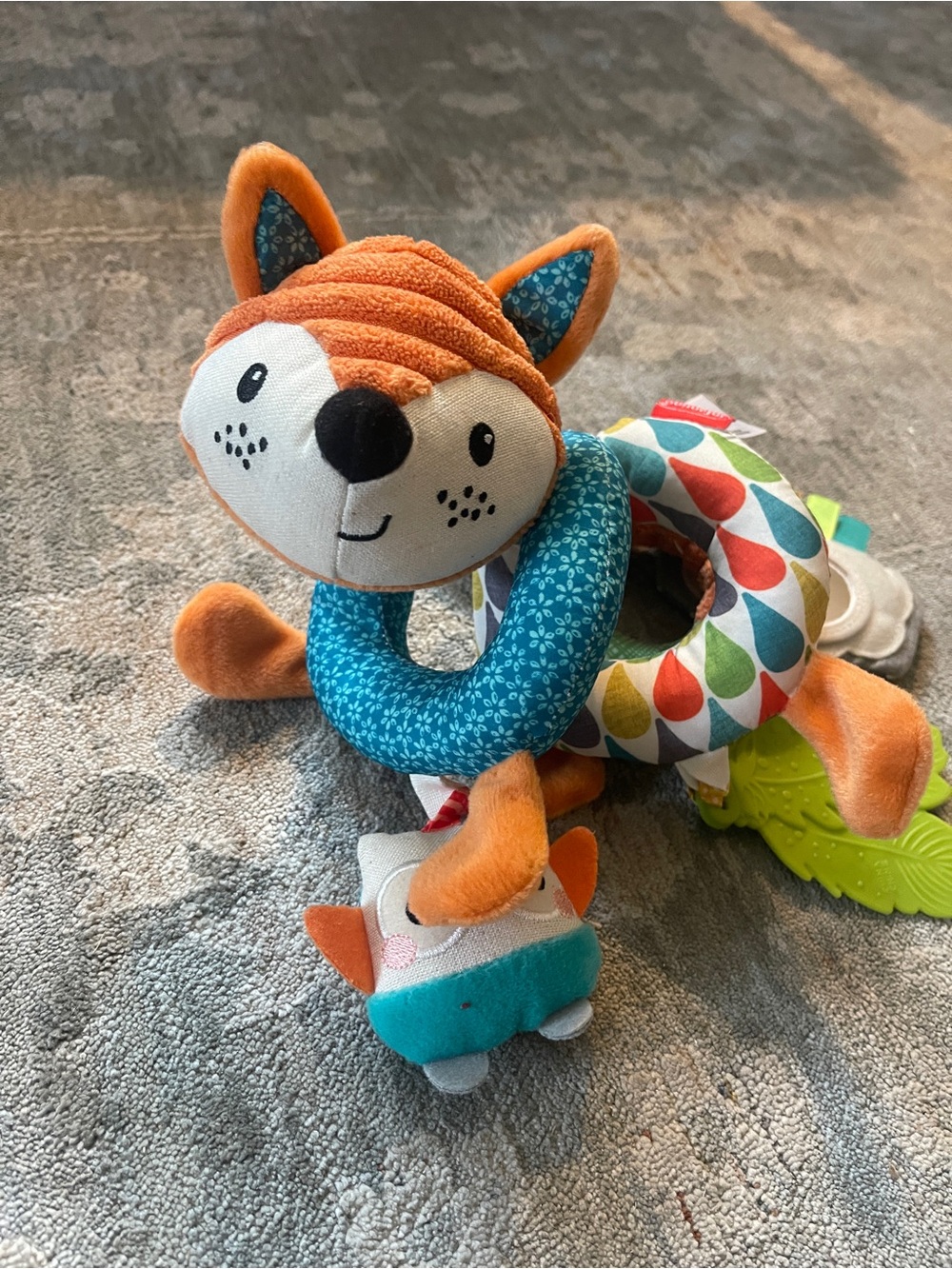 Infantino Orange & Teal Fox Activity Ring Toy